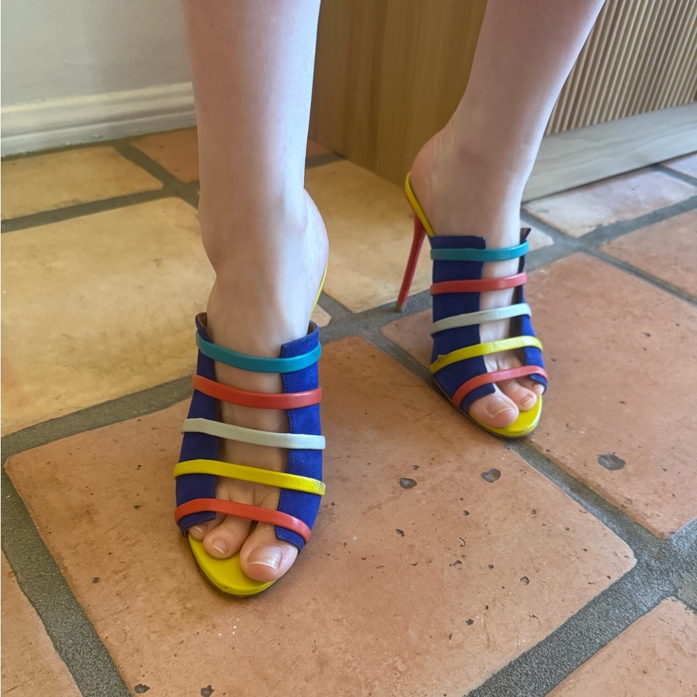 Vibrant Multicolor Strappy Mule Heels